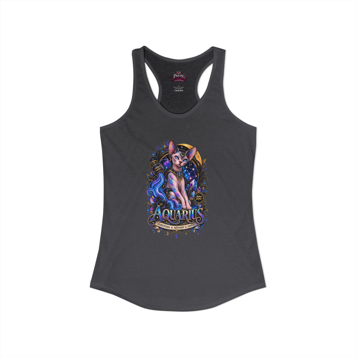 Aquarius Sphynx Cat Zodiac Tank- Celestial Astrology Cat Lover Tank