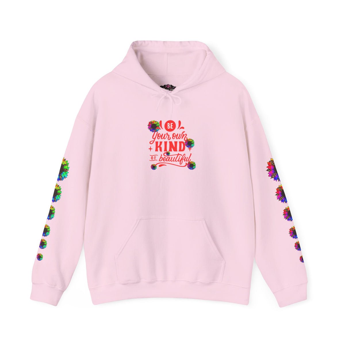 Inspirational Floral Hoodie – "Your Smile is Kind & Beautiful" Rainbow Sunflower Cozy Pullover