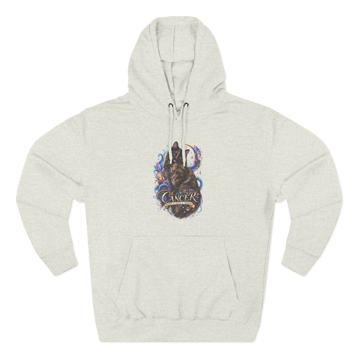 Cancer Tortoiseshell Cat Zodiac Hoodie — Zodiac Cat Graphic Fleece Pullover