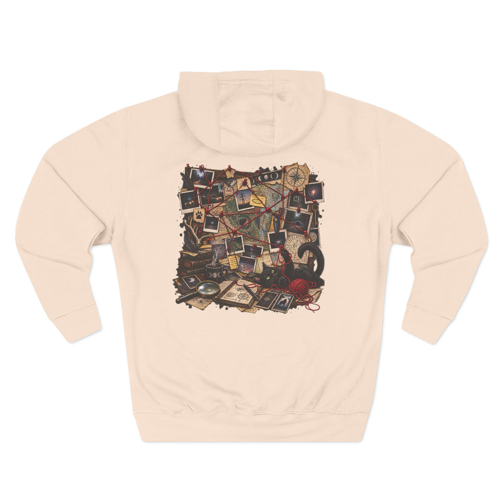Detective Collage Hoodie — Vintage Mystery Photos & Magnifying Glass Graphic