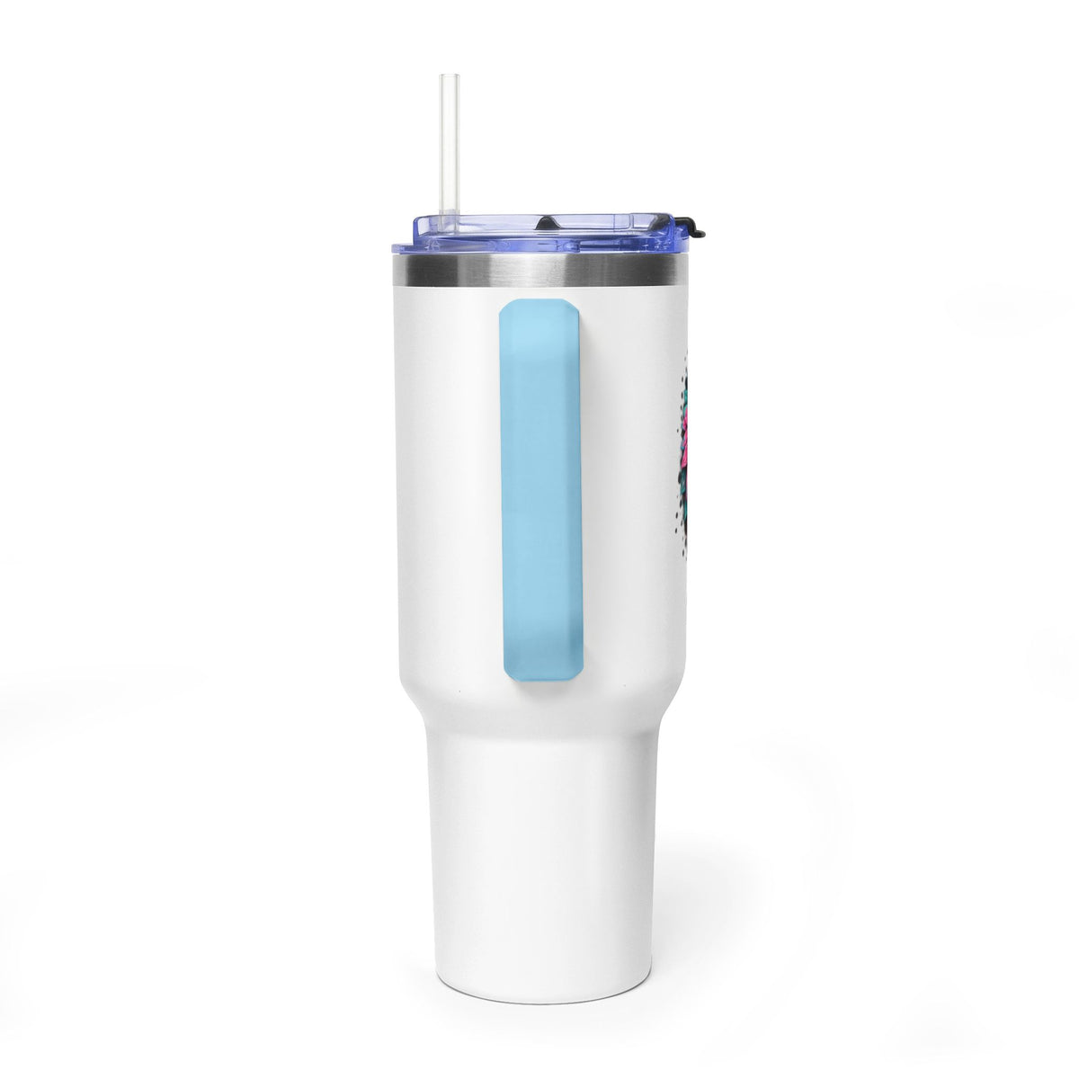 40oz Vacuum Tumbler — Mema Leopard Print Floral Design