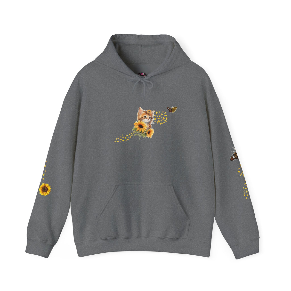 Sunflower Kitten Hoodie | Cute Cat, Sunflower Sleeve Design