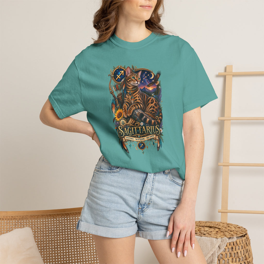 Sagittarius Zodiac Bengal Cat T-Shirt — Astrological Archer Horoscope Tee