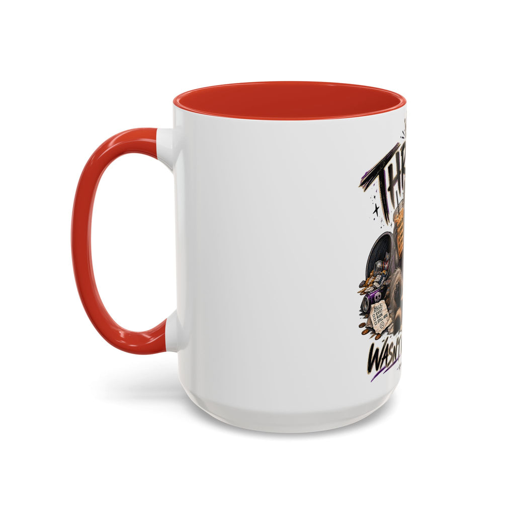 Thriving Raccoon Accent Coffee Mug — "Thriving Wasn't in the Budget" Funny Gift