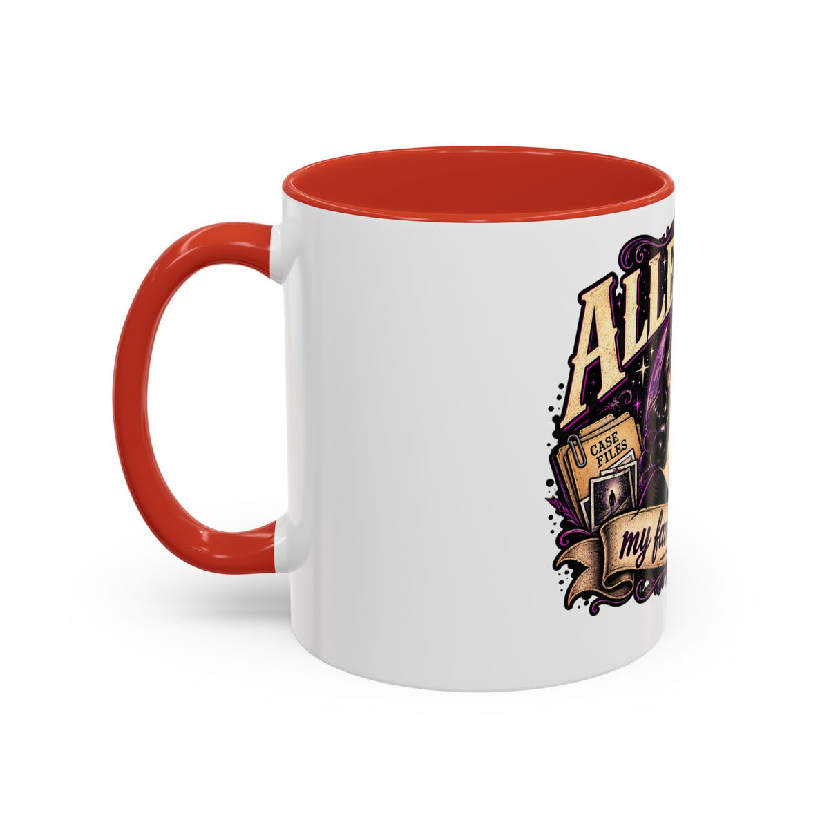Allegedly Coffee Mug — Retro Pinup Mystery Design