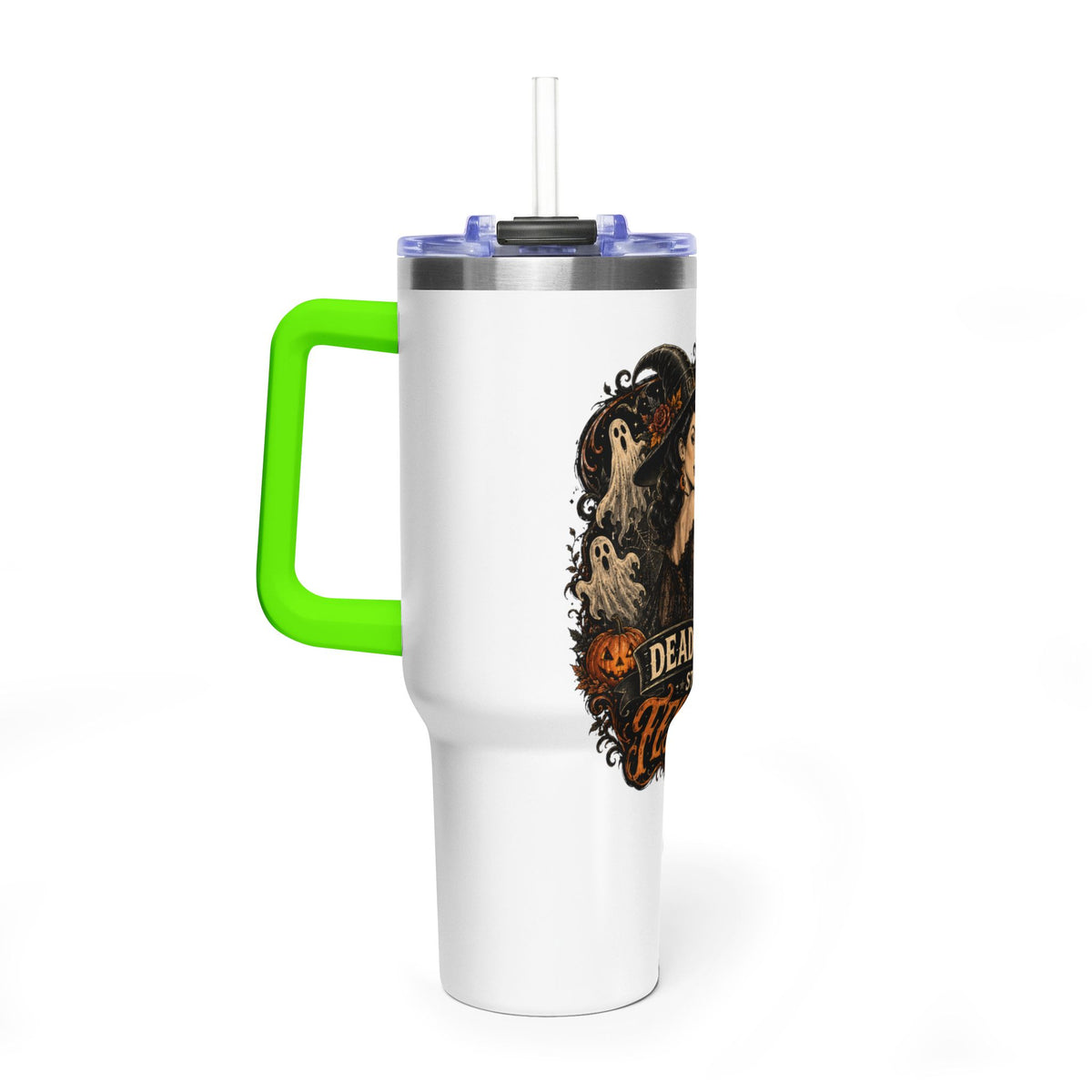 40oz Halloween Tumbler — "Dead Tired, Still Festive" Thermal Cup