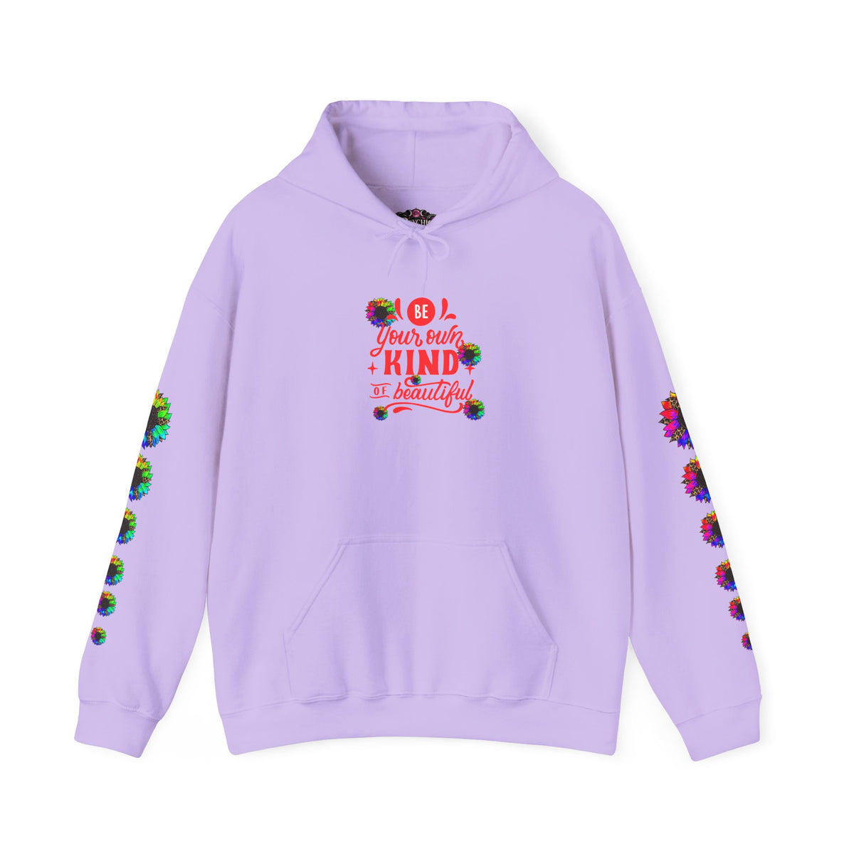 Inspirational Floral Hoodie – "Your Smile is Kind & Beautiful" Rainbow Sunflower Cozy Pullover