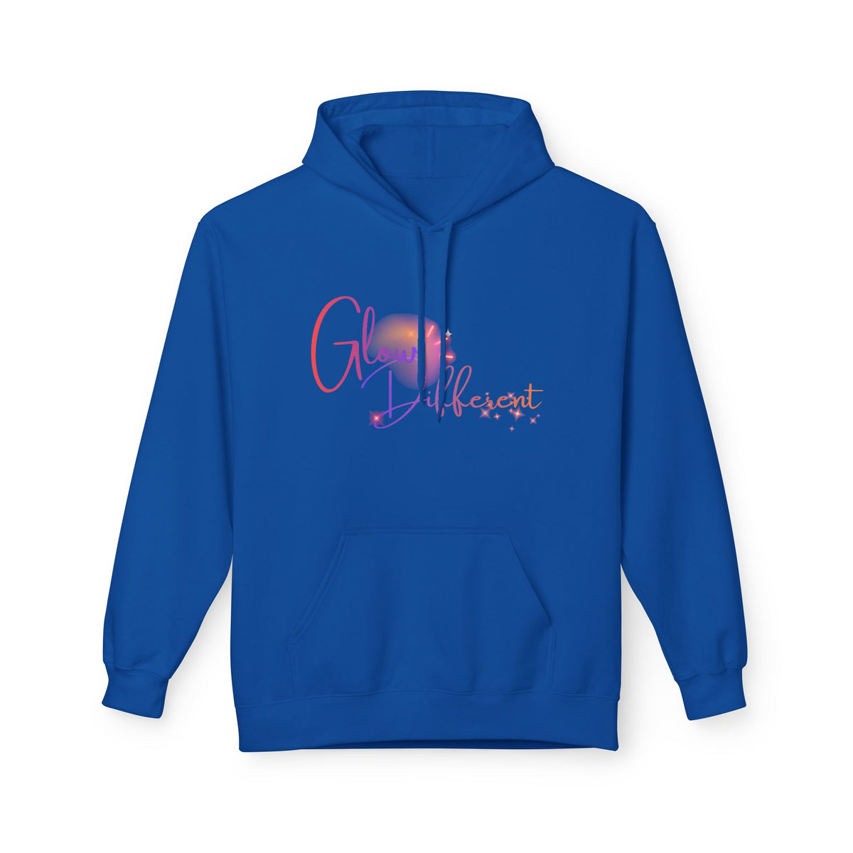 Glow Different Hoodie — Pastel Brush Script Inspirational Pullover