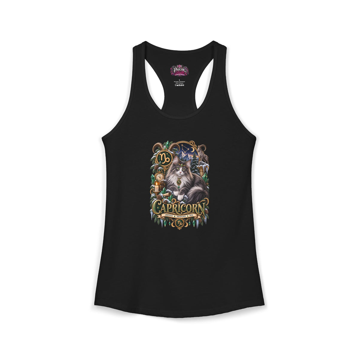 Capricorn Norwegian Forest Cat Zodiac Tank- Celestial Astrology Cat Lover Tank