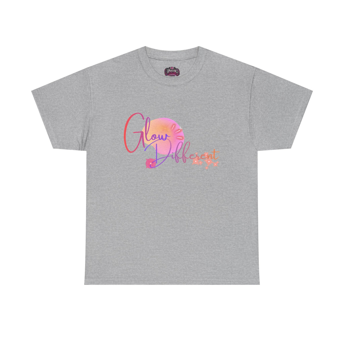 Glow Different Tee — Inspirational Pastel Script Graphic T-Shirt