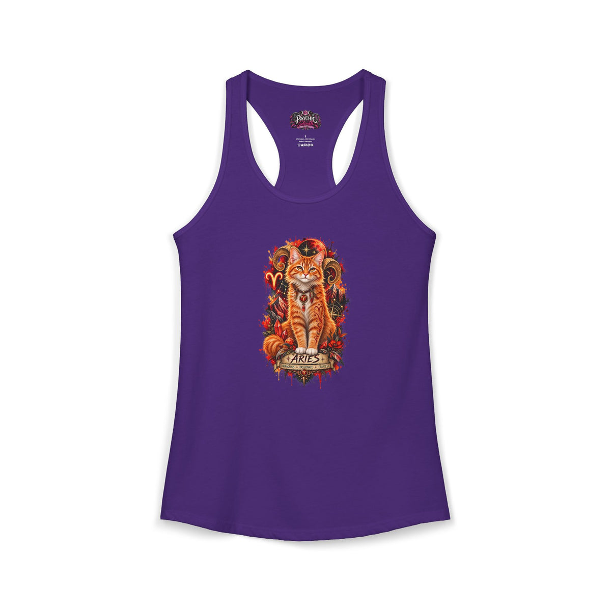 Aries Orange Tabby Cat Zodiac Tank- Celestial Astrology Cat Lover Tank