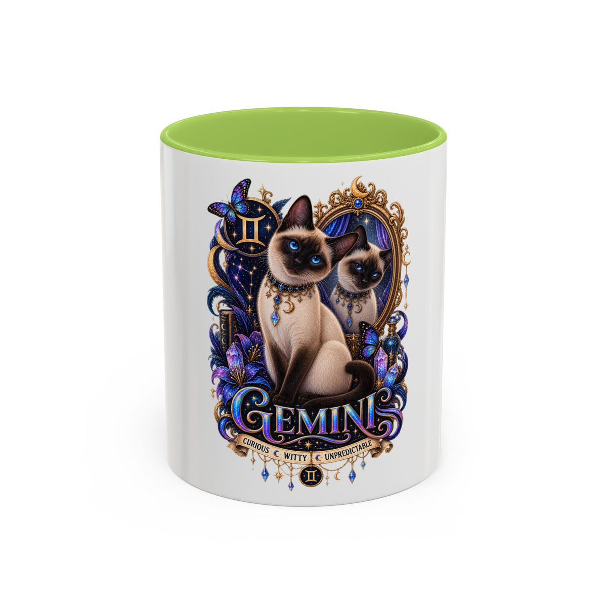 Gemini Zodiac Cat Coffee Mug — Siamese Astrology 11/15oz Accent Mug