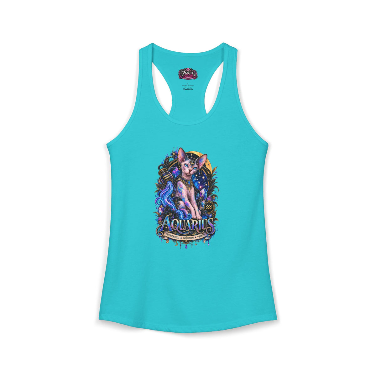 Aquarius Sphynx Cat Zodiac Tank- Celestial Astrology Cat Lover Tank