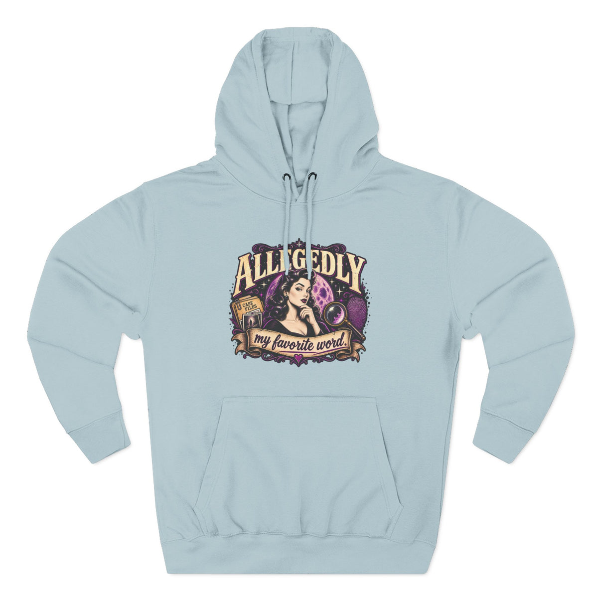 Hoodie — "Allegedly My Favorite Word" Retro Witch Graphic