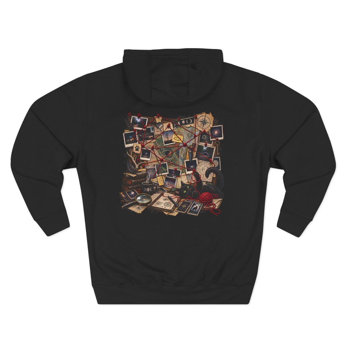 Detective Collage Hoodie — Vintage Mystery Photos & Magnifying Glass Graphic