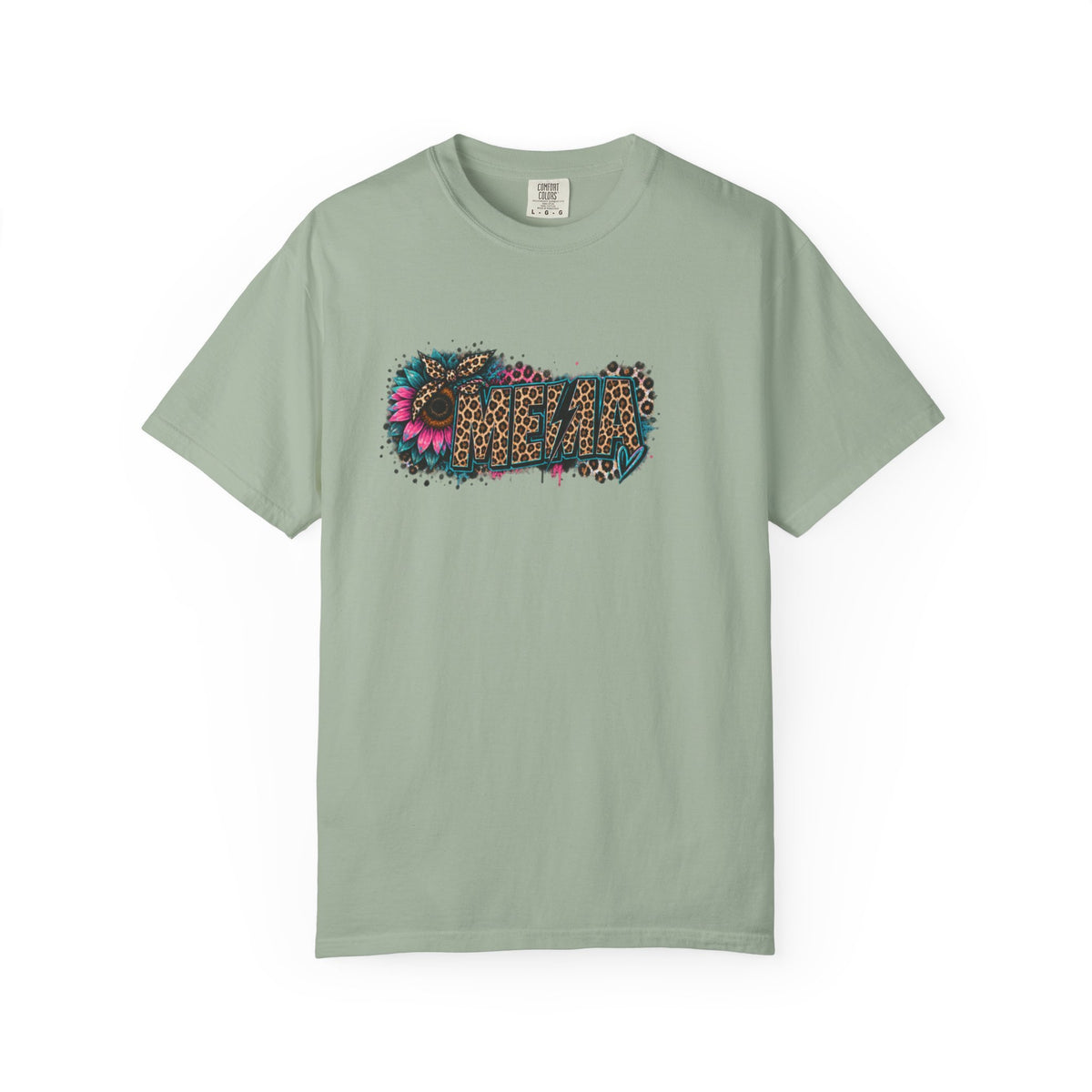 MEMA Leopard Floral Logo T-Shirt — Vintage Animal Print Graphic Tee