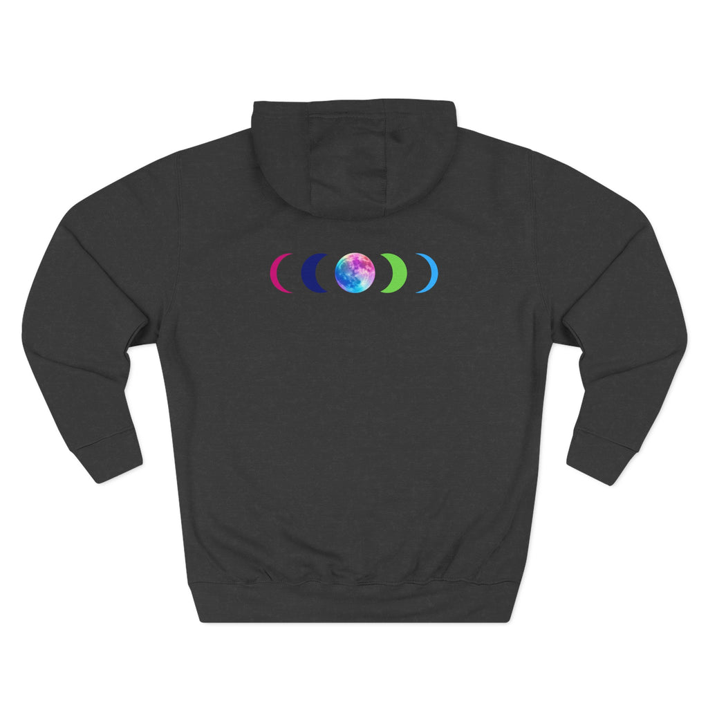 Rainbow Wolf Silhouette Hoodie | Colorful Moon Graphic