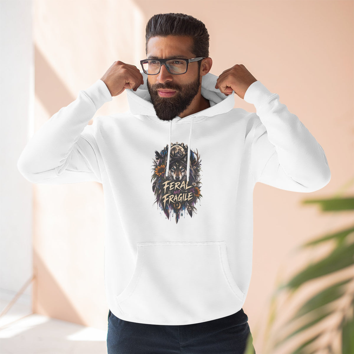 Feral not Fragile Wolf Graphic Hoodie — Wildlife-Inspired Comfort Pullover