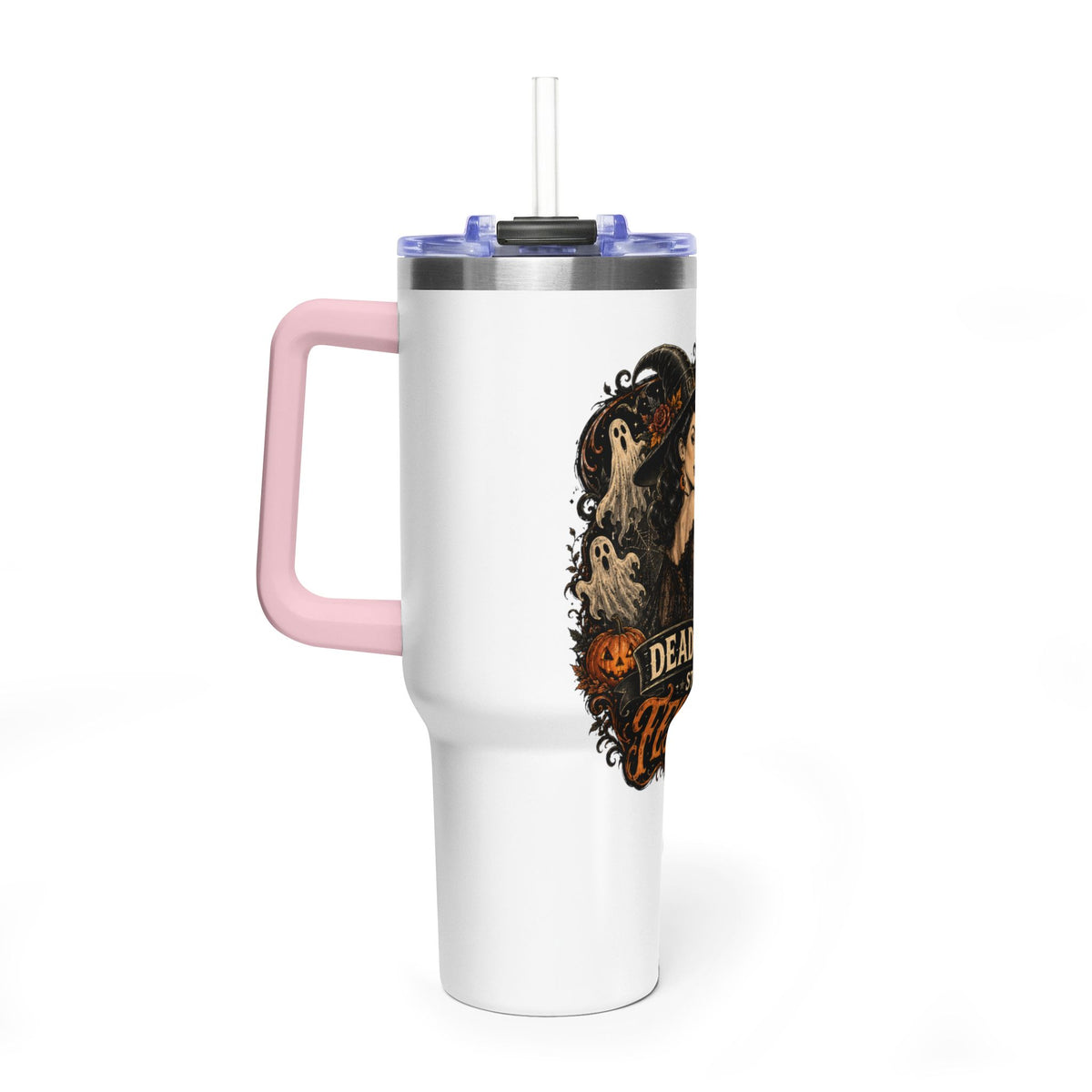 40oz Halloween Tumbler — "Dead Tired, Still Festive" Thermal Cup