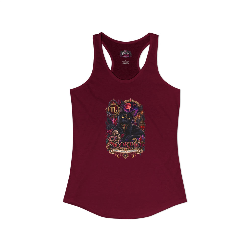 Scorpio Black Cat Bombay Zodiac Tank- Celestial Astrology Cat Lover Tank