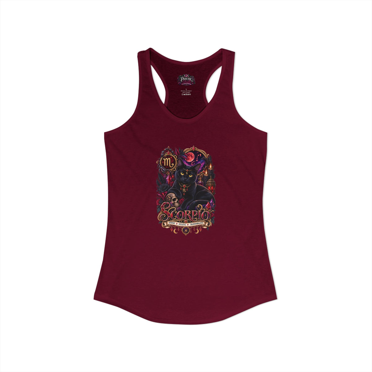 Scorpio Black Cat Bombay Zodiac Tank- Celestial Astrology Cat Lover Tank