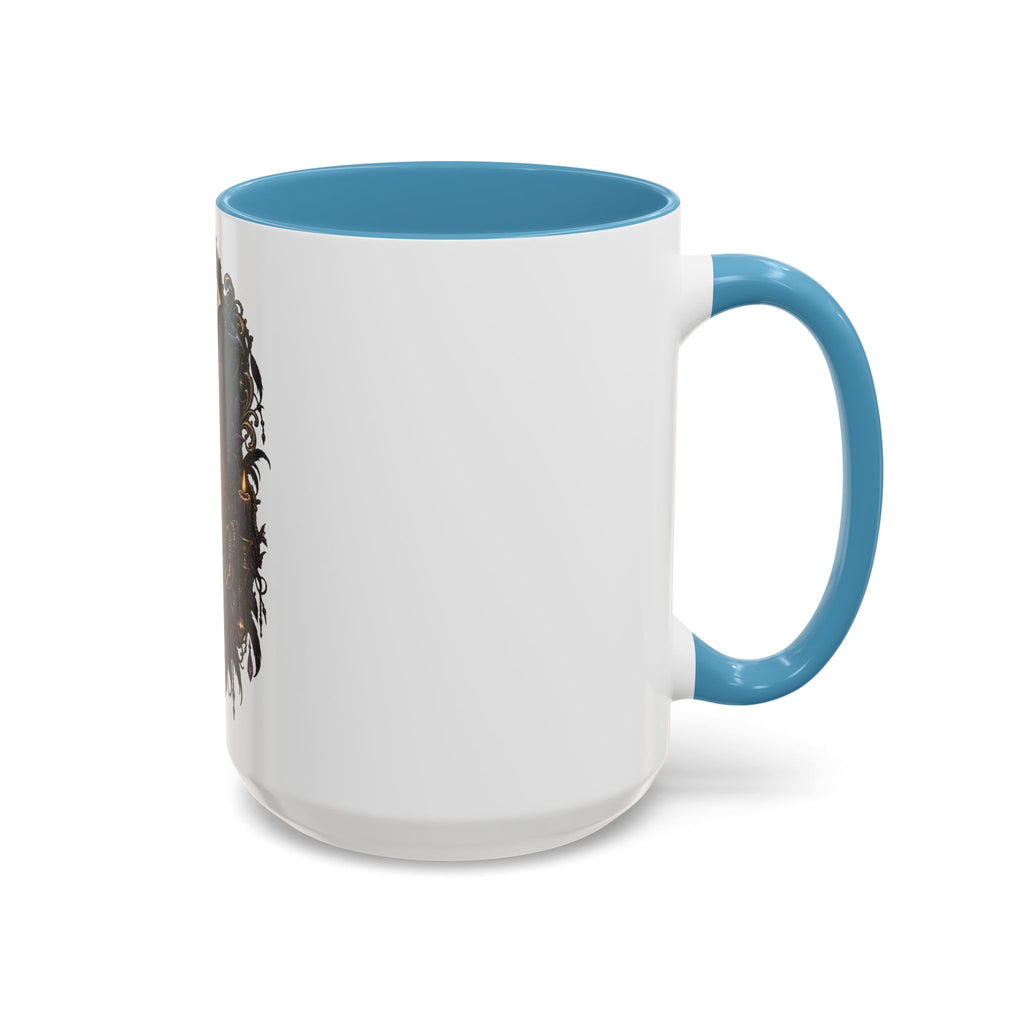Gothic Raven & Skull Accent Coffee Mug — Dark Floral Occult Tea Cup