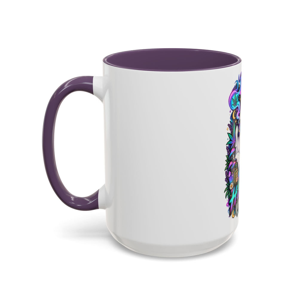 Higher Vibrations Coffee Mug — Cute Ghost & Cat Accent Mug (11/15 oz)