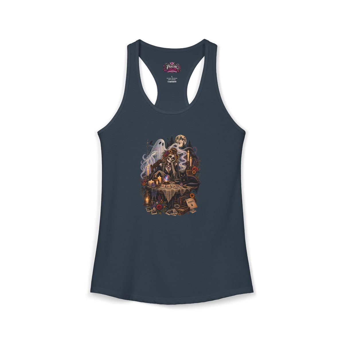 Ghost, Skeleton and Black Cat Read Tarot Cards Tank