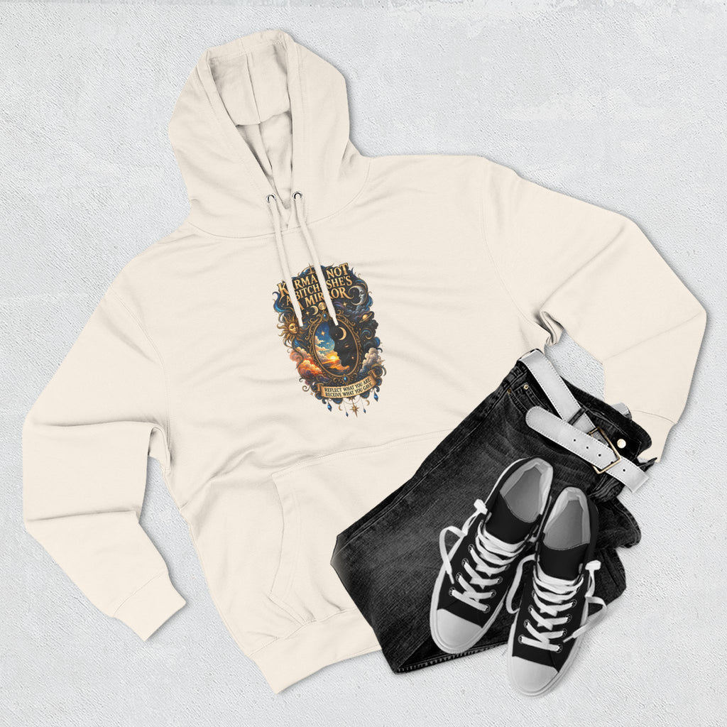 "Karma's not a Bitch she's a Mirror" Hoodie — Spiritual Boho Graphic Pullover