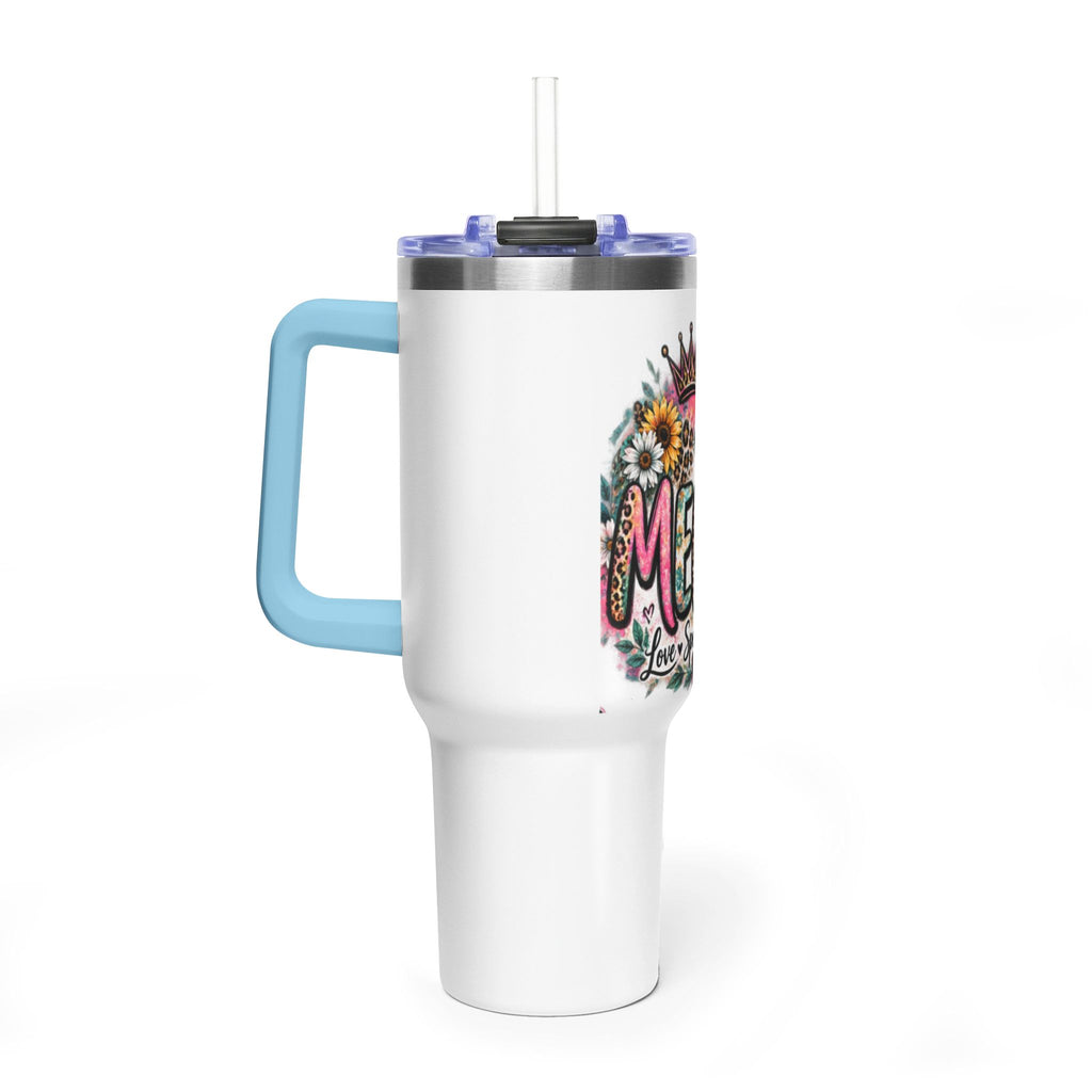 40oz Mama Tumbler – Floral Crown, Butterfly & 'Mama' Design Vacuum Thermal Mug
