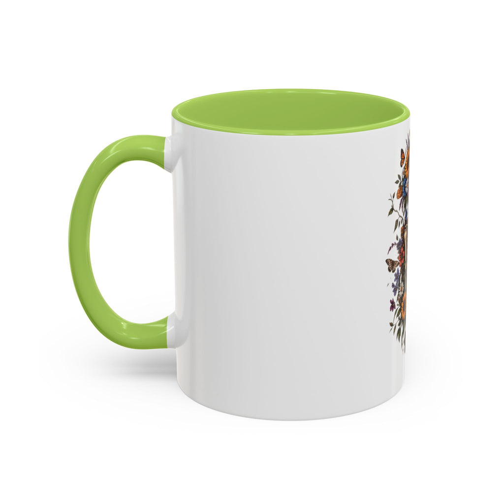 Skull & Moon Floral Coffee Mug — Gothic Botanical Accent Mug