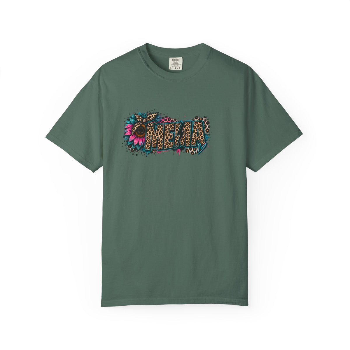 MEMA Leopard Floral Logo T-Shirt — Vintage Animal Print Graphic Tee