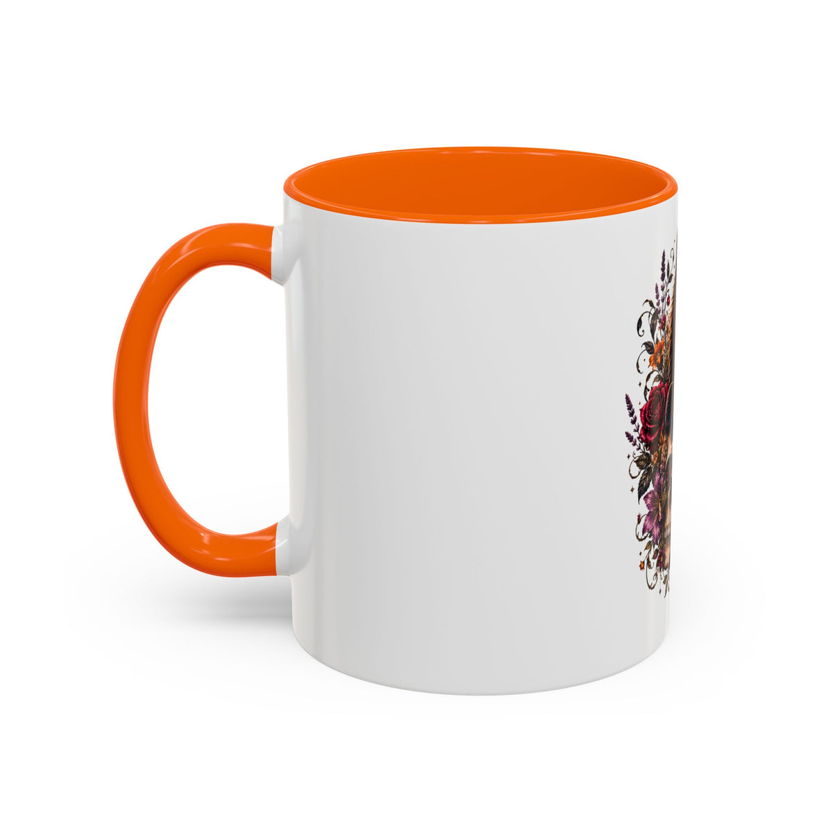 Cat & Skull Accent Coffee Mug — Gothic Black Cat Art Coffee Cup (11/15oz)