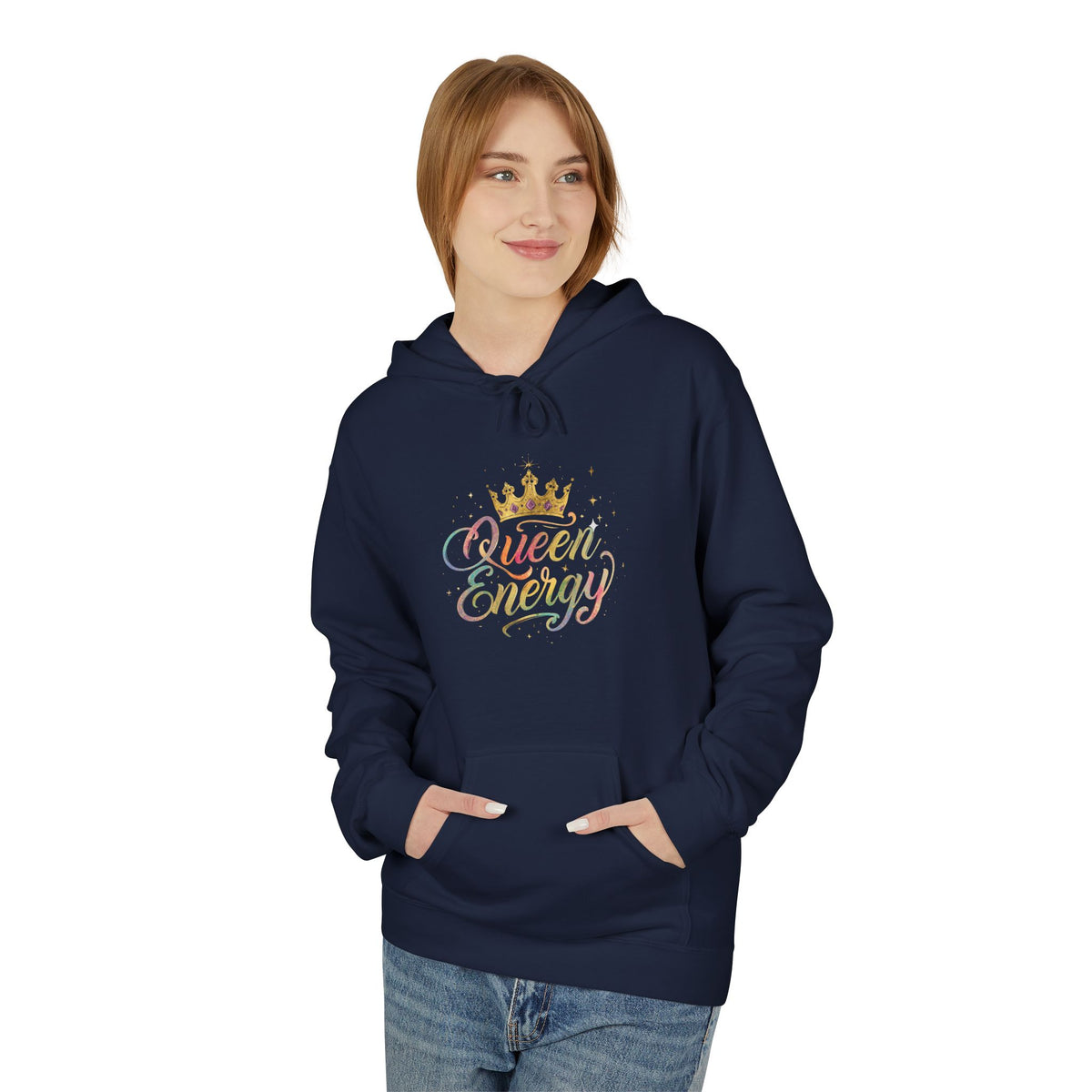Queen Energy Hoodie – Pastel Script Crown Sweatshirt Classic