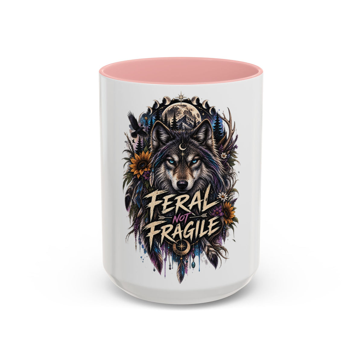 Feral Not Fragile Wolf Accent Coffee Mug (11oz & 15oz)