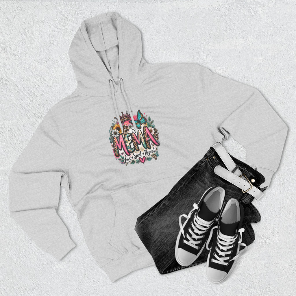 Mema Floral Hoodie — Cozy Fleece Pullover with Sunflower & Succulent Design
