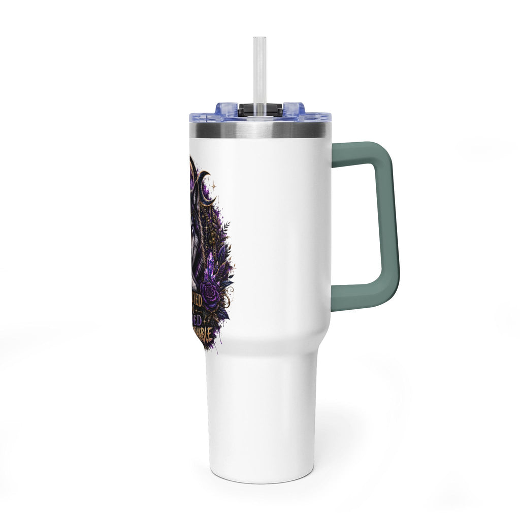 40oz Vacuum Tumbler — 'Protected & Guided' Mystic Wolf Thermal Mug