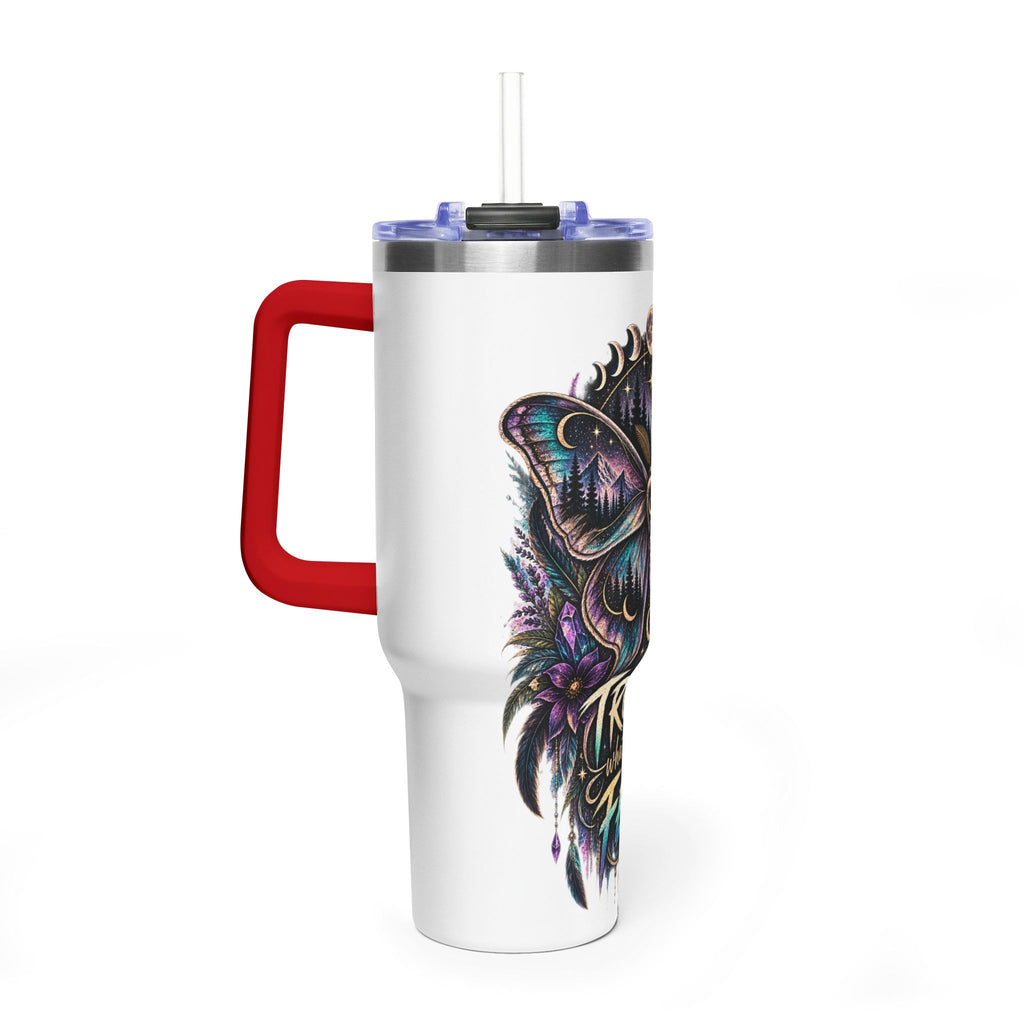 40oz Vacuum Tumbler — 'Trust What You Feel' Moth Nightscape Insulated Cup
