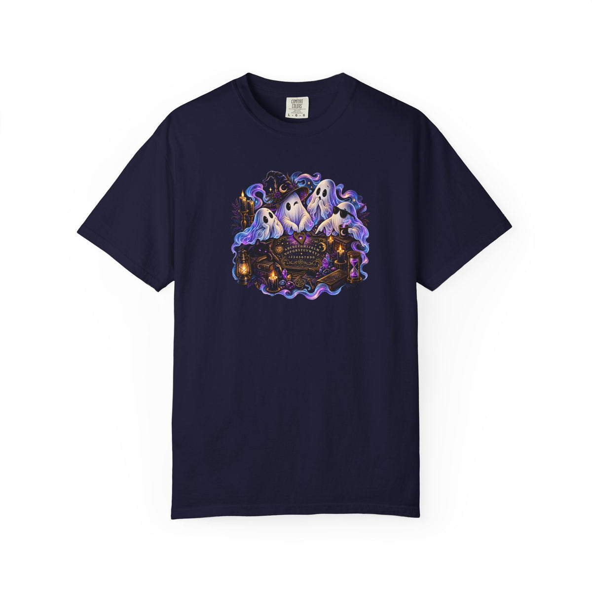 Halloween Ghost Crew T-Shirt — Spooky Night Pumpkin & Bats Graphic Tee