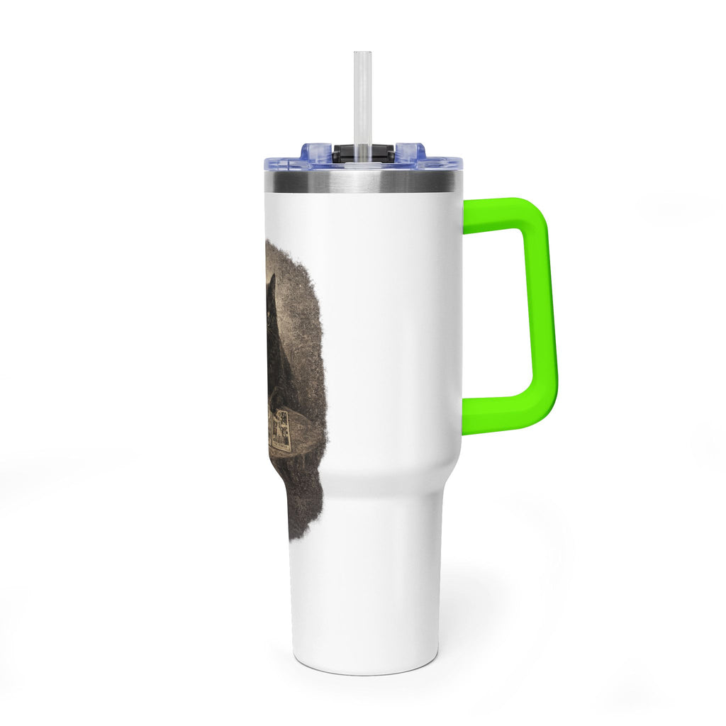 40oz Black Cat Tarot Tumbler — Witchy Tarot Coffee Travel Mug