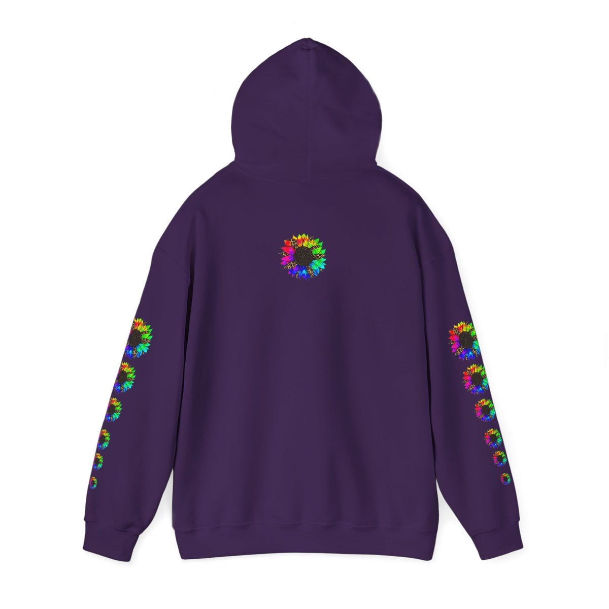 Inspirational Floral Hoodie – "Your Smile is Kind & Beautiful" Rainbow Sunflower Cozy Pullover