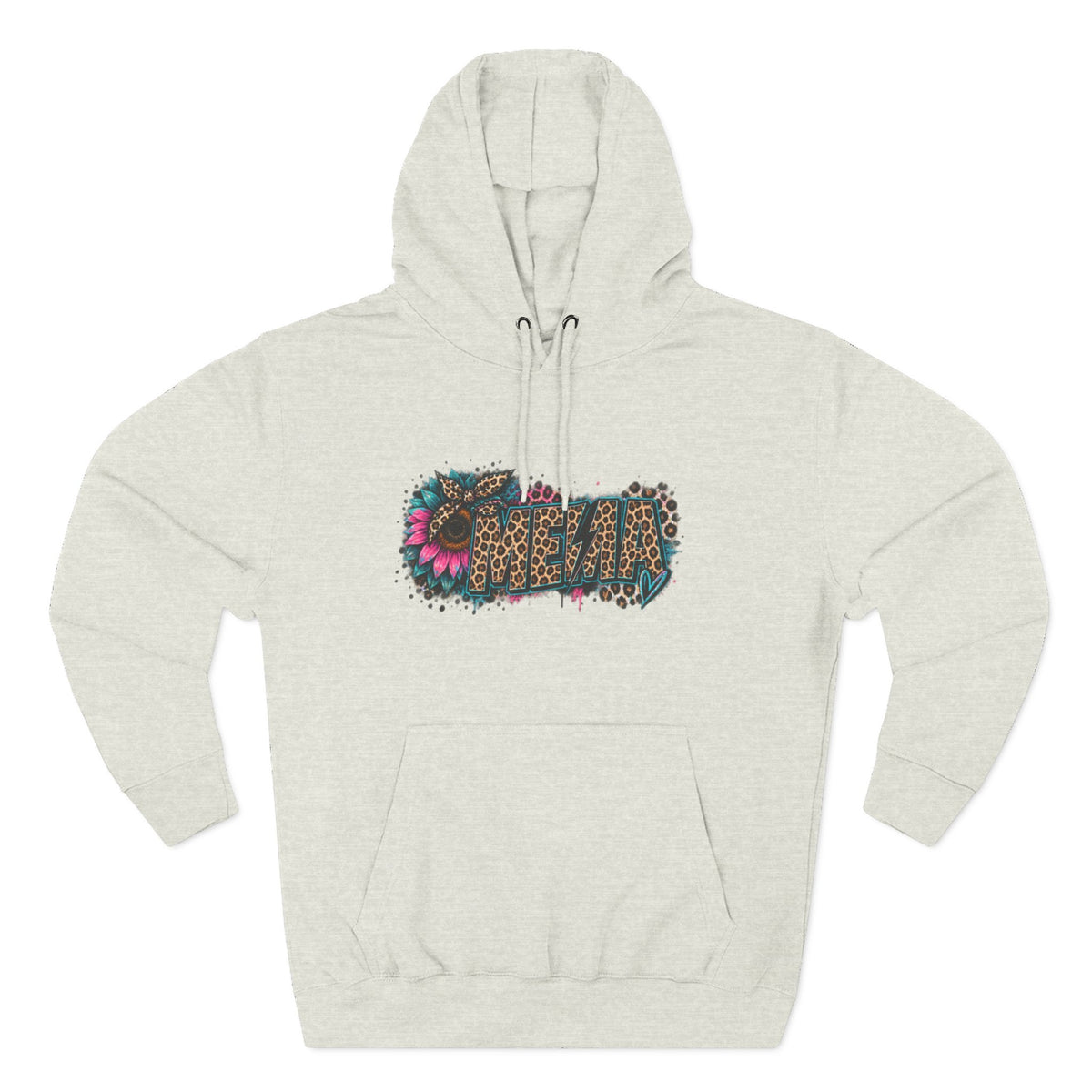MEMA Leopard Floral Heat Hoodie — Cozy Fleece Pullover with Leopard & Flowers Design