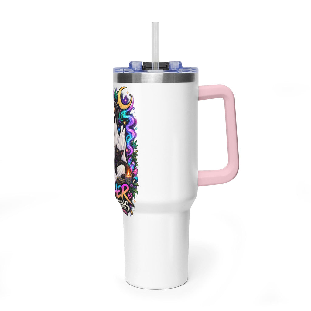 40oz Tumbler — "Higher Vibrations" Ghost & Cat Thermal Travel Mug