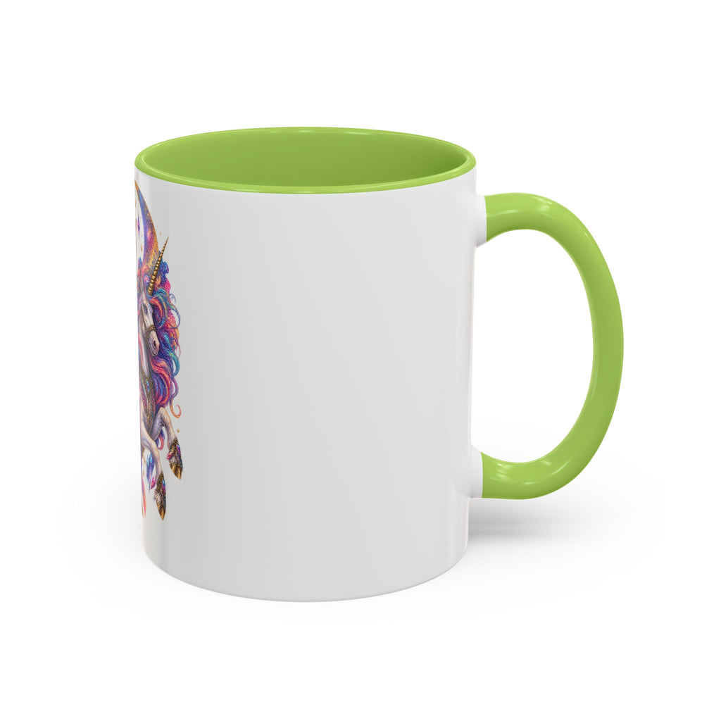Magical Cat Knight on Unicorn Accent Coffee Mug — Colorful Fantasy 11/15oz