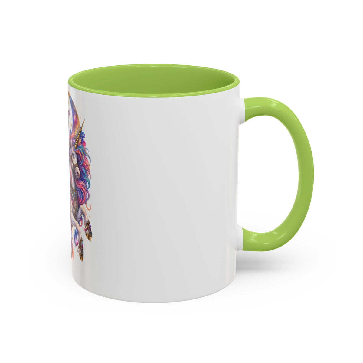 Magical Cat Knight on Unicorn Accent Coffee Mug — Colorful Fantasy 11/15oz