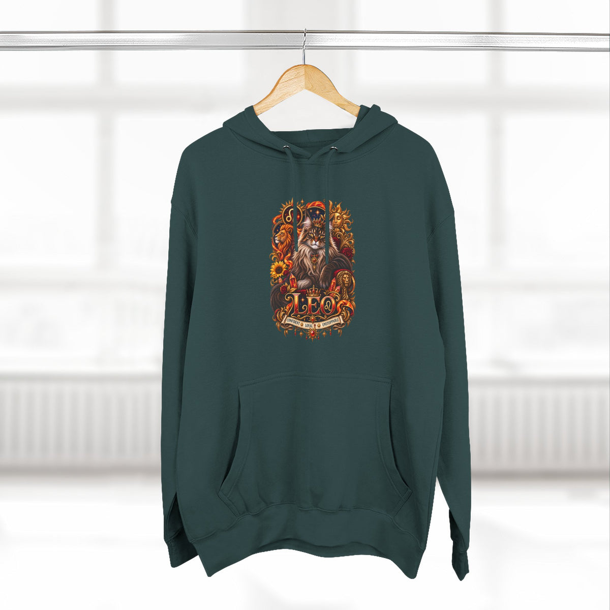 Leo Maine Coon Zodiac Hoodie — Mystical Celestial Cat Astrology Design