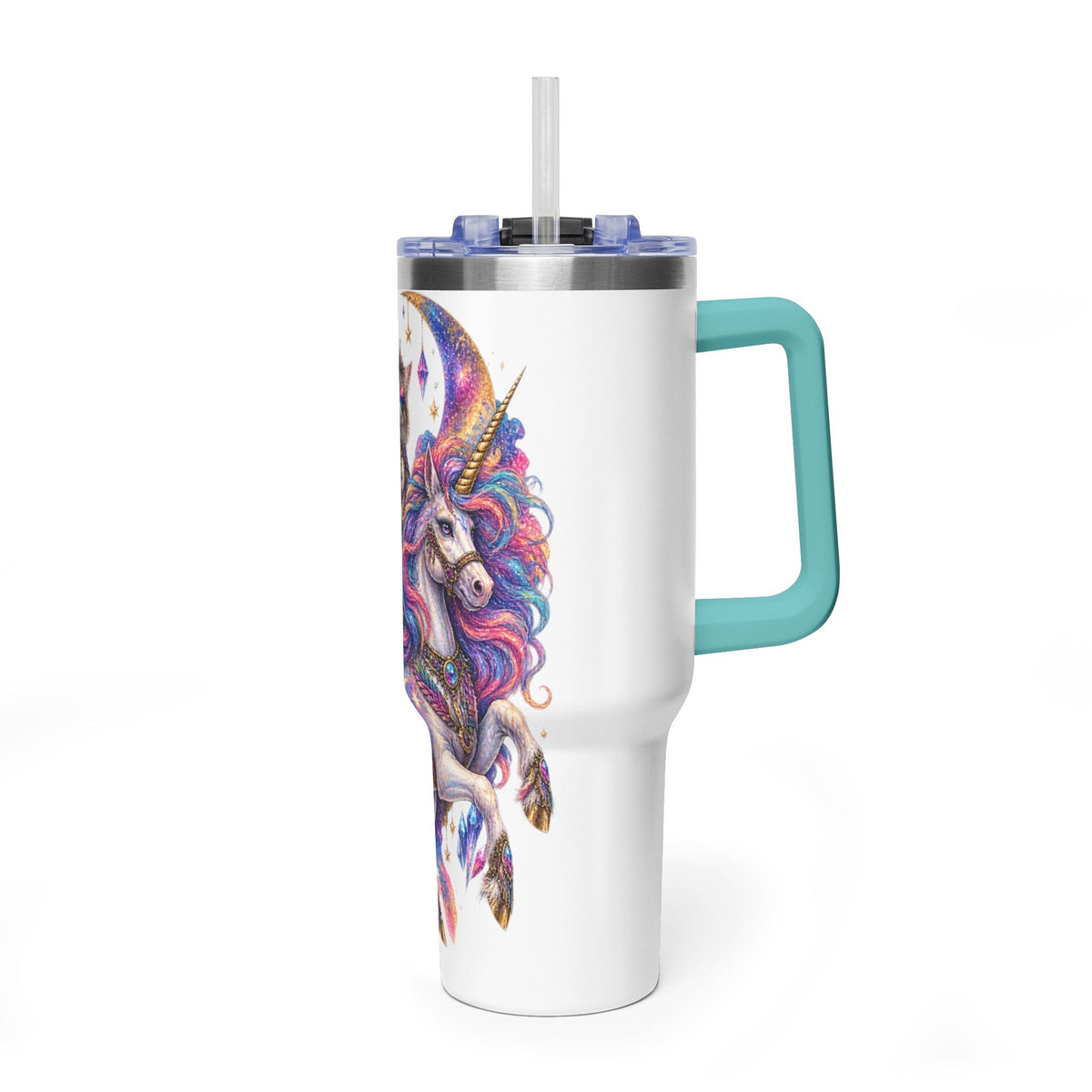 40oz Magical Unicorn Cat Tumbler – Colorful Fantasy Vacuum Insulated Cup