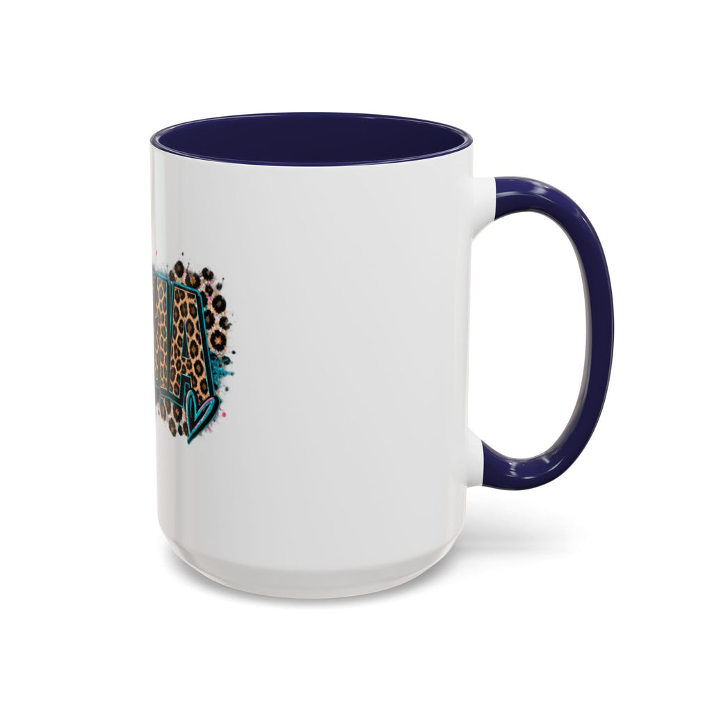 Leopard Print 'Mema' Accent Coffee Mug — Bold Animal Print Ceramic Mug- Mema Gift