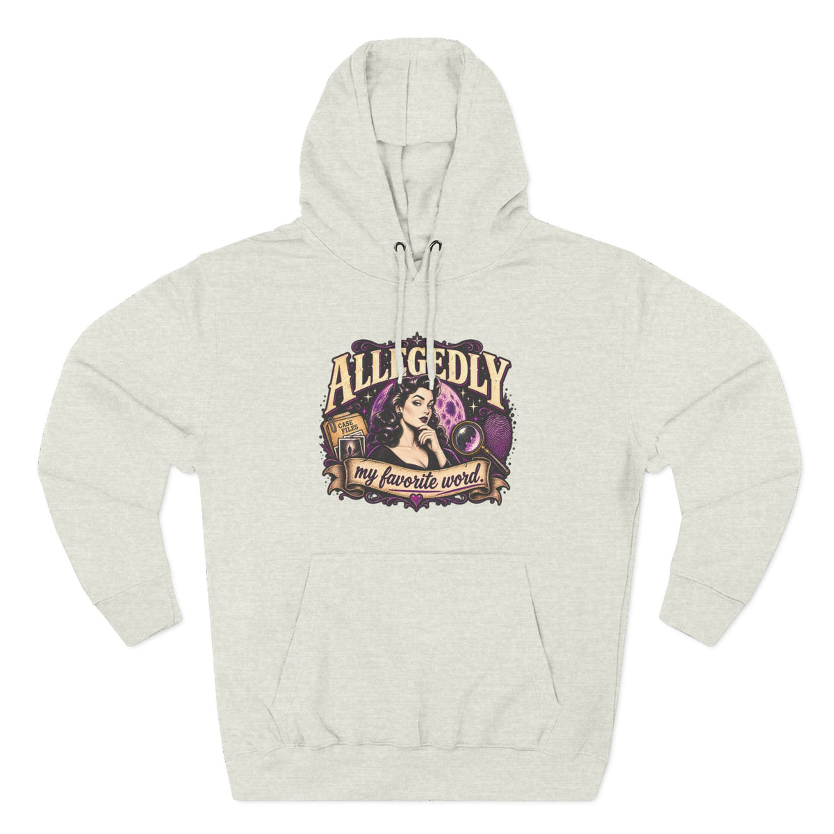 Hoodie — "Allegedly My Favorite Word" Retro Witch Graphic