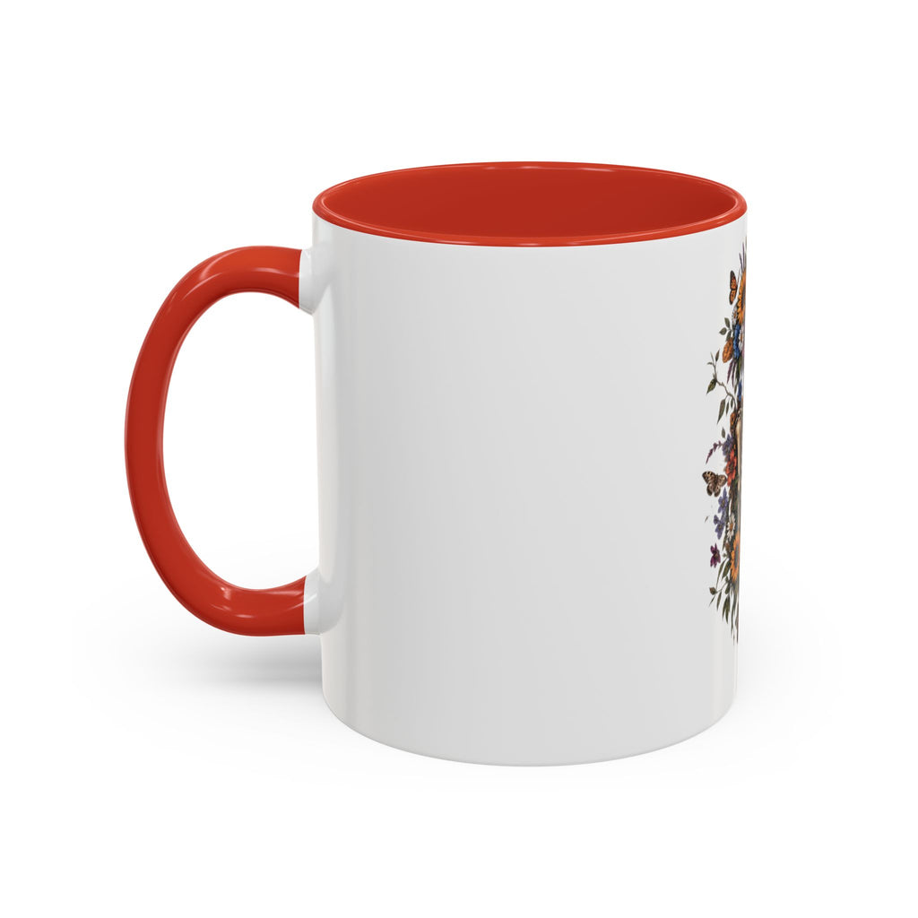 Skull & Moon Floral Coffee Mug — Gothic Botanical Accent Mug